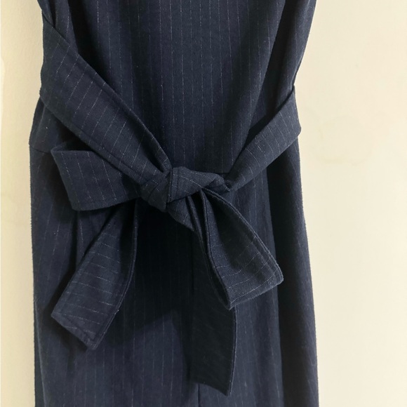 New Club Monaco cropped jumpsuit in navy stripes - Picture 2 of 5